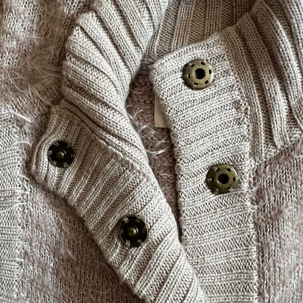 Rachel Roy Beige Eyelash Knit Sleeveless Vest, M